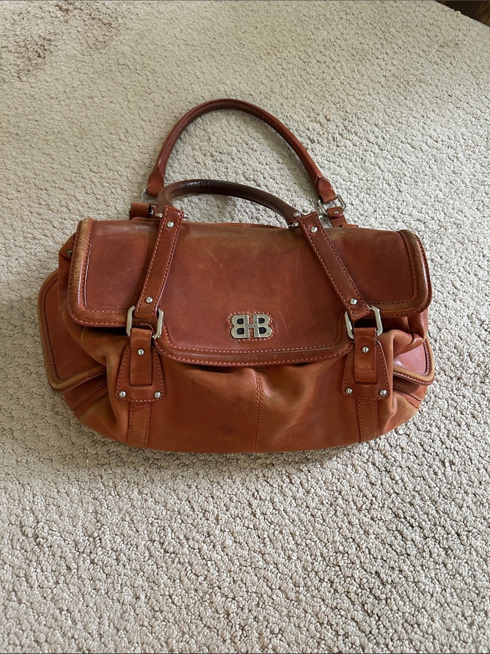 Hugo Boss  Brown Leather Satchel Handbag